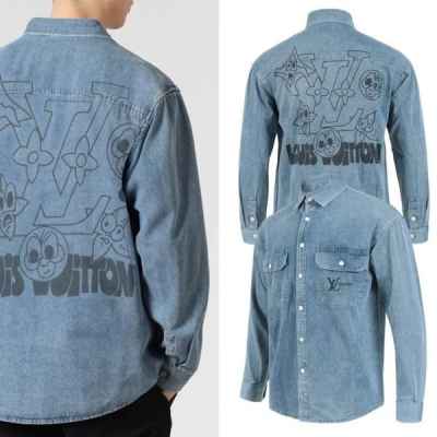 루* 카툰 모노 데님 셔츠