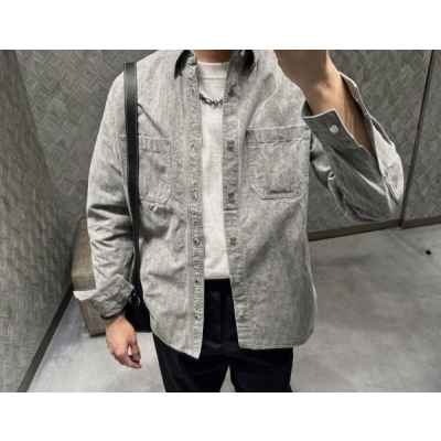 디* 오블리크 패턴 데님 셔츠 자켓