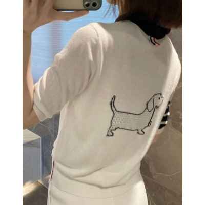 톰* 빽 헥터 짜임 카라 반팔 니트 (9955)