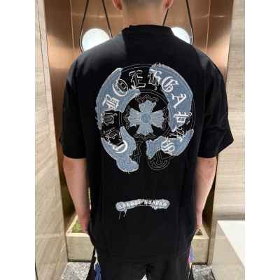 크* 데님 말굽자수 티셔츠