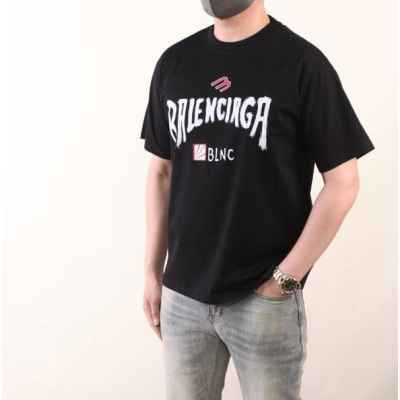 발**** 로고 핸드프린팅 수입 최고급 반팔라운드