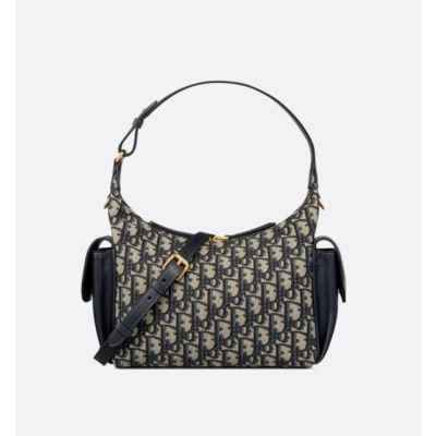 디* DDream 미디엄 백 블루 Di*r Oblique 자카드  스무스 송아지 가죽풀박스