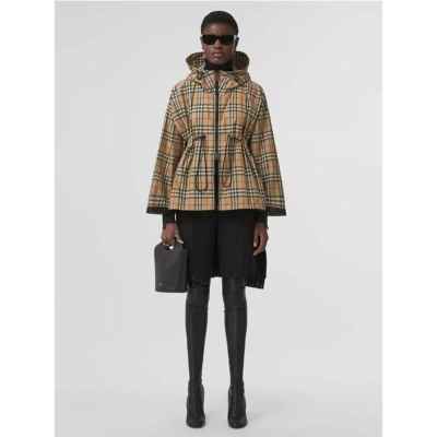 버** 로고 테이프 빈티지 체크 후드 재킷