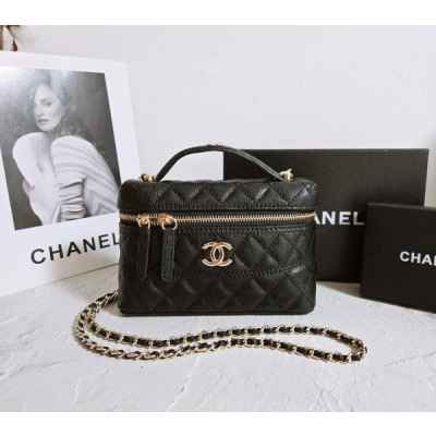 샤* 고급 클래식 체인 베니티백 블랙 금장