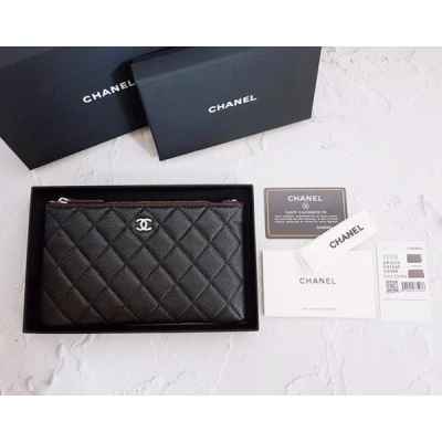 샤* 고급 박스 캐비어 파우치 클러치 은장 스몰