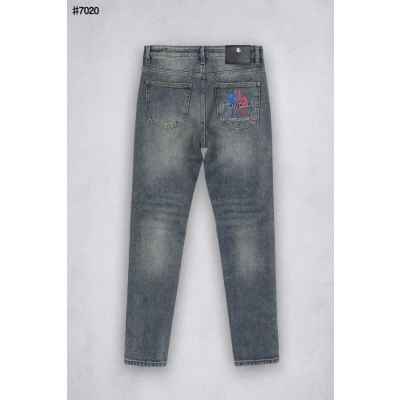 엠브로이드 모티프 포켓 로고 슬림핏 데님 팬츠