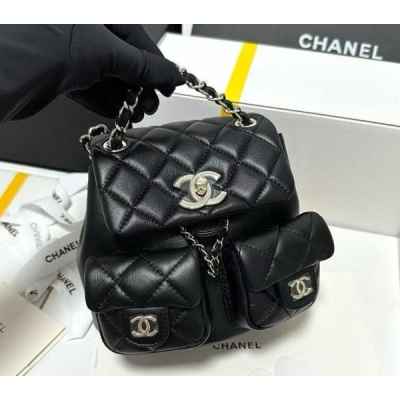 샤* 백팩 그레인드 샤이니 카프스킨  골드 메탈 블랙