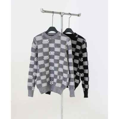 루* 자수로고 모노 테리 짜임 라운드 스웨터