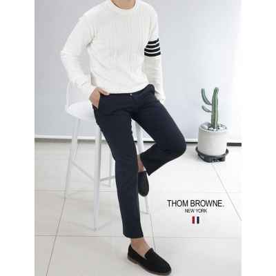 톰* 가죽탭 삼선밴딩 슬랙스