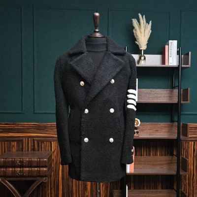 톰* 사선완장 양털 더블 자켓