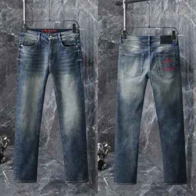 프** 로고 엠보 워싱스판 데님진수입최고급