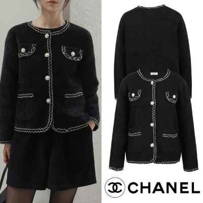 샤* 골스 버튼 캐시미어 트위드 자켓