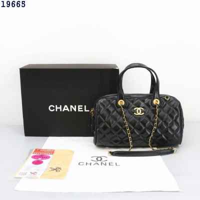 샤* 라지 볼링백 카프스킨 골드 메탈 블랙